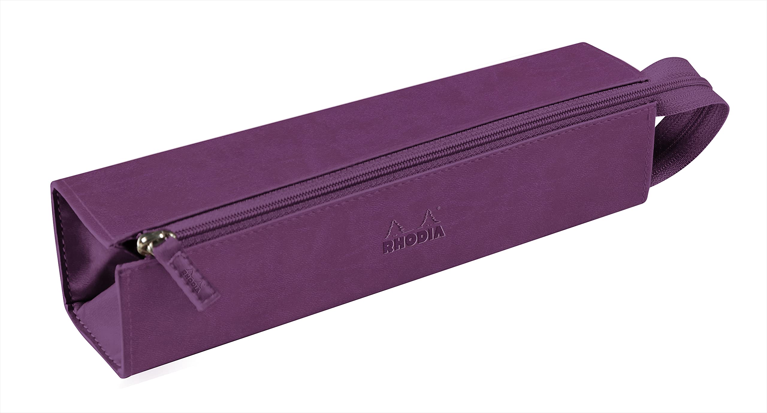 RHODIA 319020C - Pencil case Rhodiarama Purple - 23x5x5 cm - Flat opening for use as a pencil case - Faux leather - Storage for pens, pencils, markers, small supplies