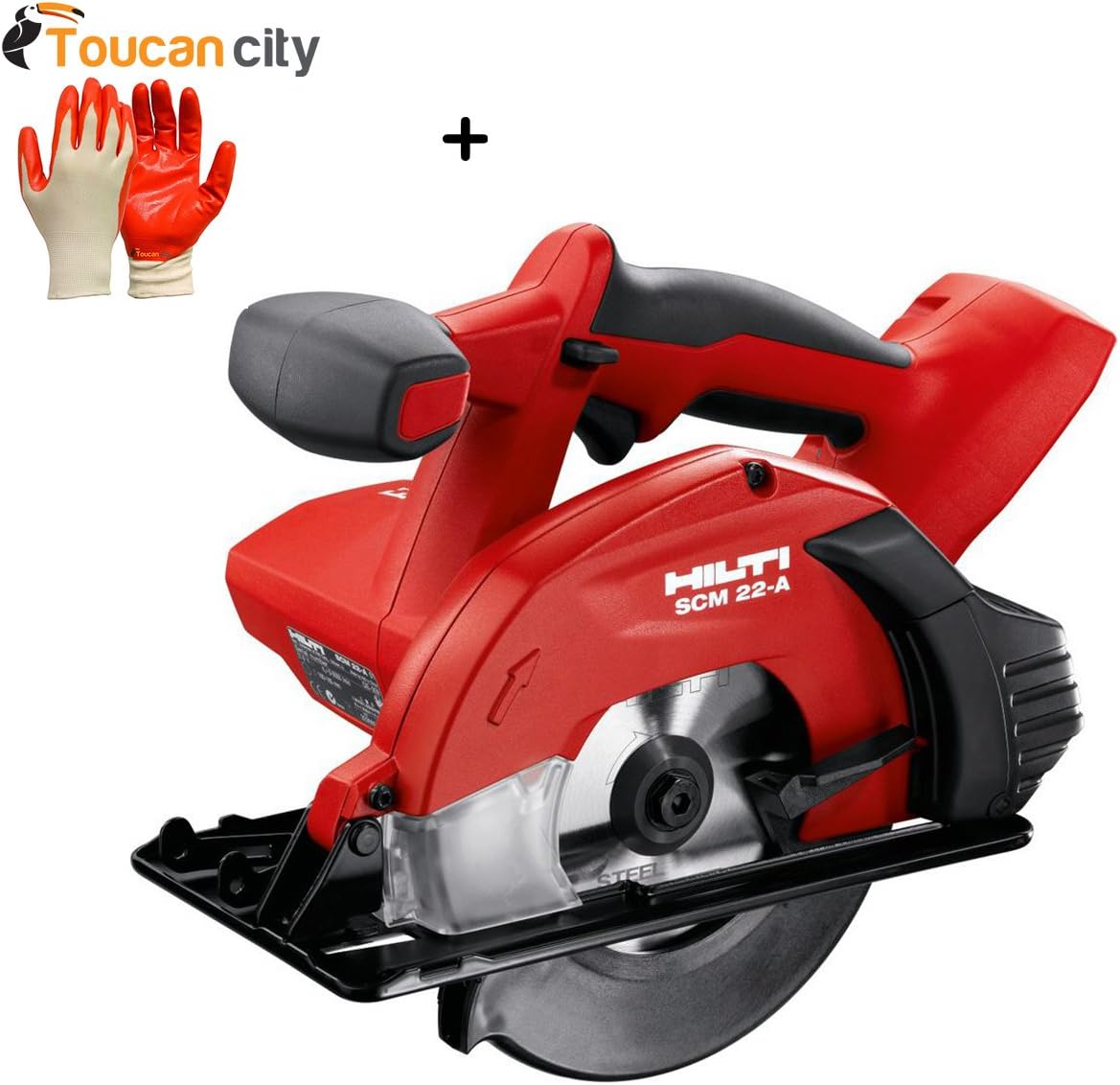 Toucan City Nitrile Dip Gloves (5-Pack) and Hilti 22-Volt Lithium-Ion Cordless Metal Cutting Circular Saw SCM 22 Tool Body 2149904