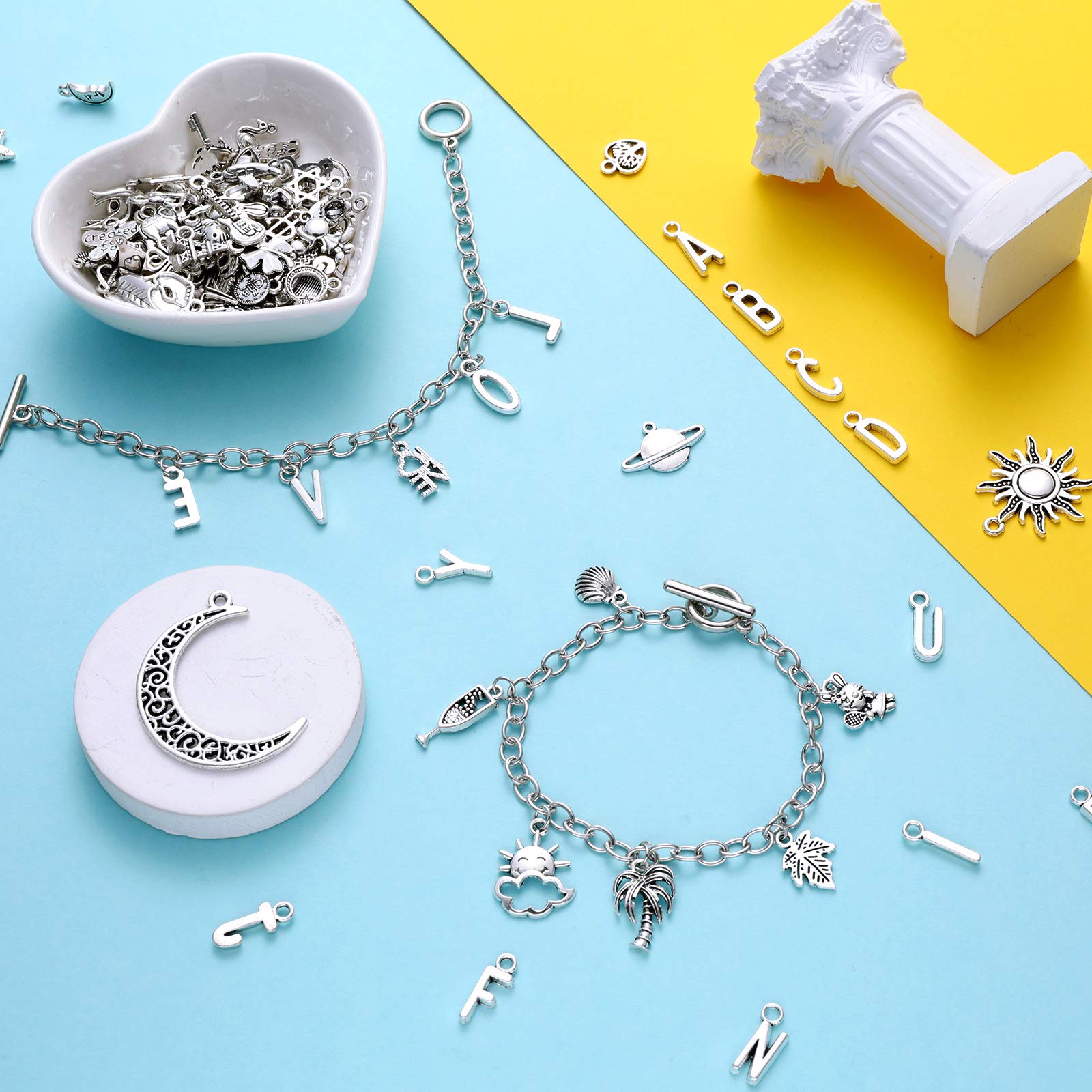 Highergo Highergo 469 Pcs Bangles Bracelet Making Kit Link Chain Bracelet Charms with OT Toggle Clasp DIY