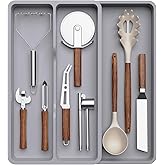 Lifewit Expandable Bamboo Utensil Organizer - Adjustable Drawer Tray For Kitchen Tools, 28 X 18.5 X 2 Inches, Natural