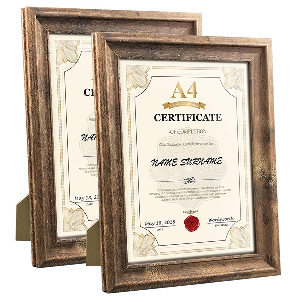 PETAFLOP Rustic Picture Frame A4 (21 x 29.7 cm) Set of 2, Wall and Table Picture Frames, Brown — image 1