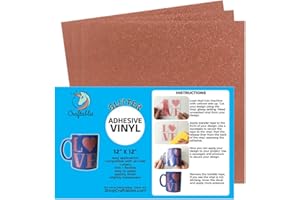 Craftables Rose Gold Glitter Adhesive Vinyl for Cricut, Silhouette Cameo, and Craft Cutters - (3) 12in x 12in sheets