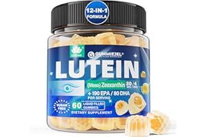 LILICARE Sugar Free Lutein 20mg 40mg and Zeaxanthin Gummies for Eyes with Omega 3 (EPA 190mg & DHA 80mg), Lutein Supplements Eye Vitamins Filled Gummies Plus Bilberry, Goji Berry & Saffron, Vegan - 60 Count