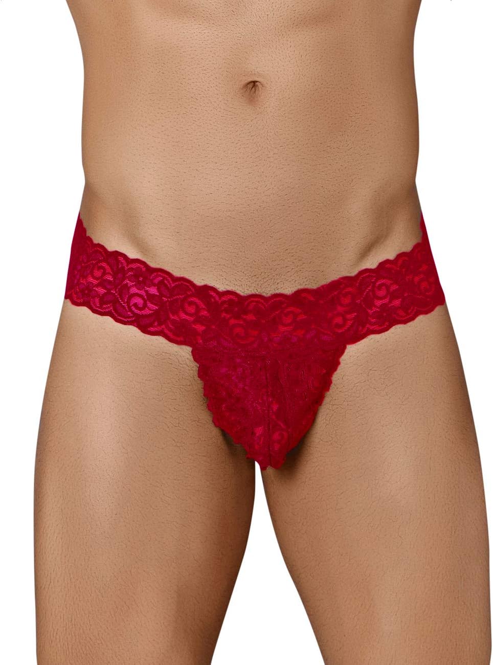 TIMI Men's Lace G-Strings (Pack of 1) (RIOE-ML-99315_Red_Free Size)
