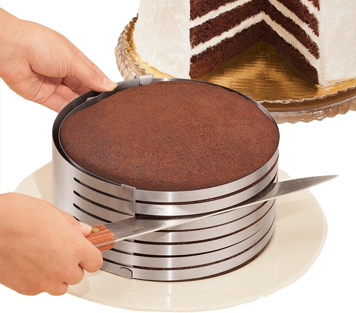 MarxHousehold Adjustable 6" to 7.8" Stainless Steel Layer Cake Slicer Kit Mousse Mould Slicing Cake