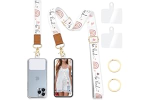 YONLEVRES Phone Lanyard Wrist Strap Crossbody, Be Kind Cell Phone Lanyard for Around The Neck Wristlet Adjustable Strap, Rainbow Cute for Keys ID Badges Accessories