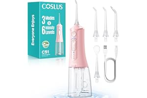 COSLUS C51 Portable Water Teeth Flosser: 3 Modes & 6 Pressure Settings for Whole Family Various Cleaning Need, Jet Mode for B