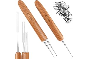 FFNIU Dreadlocks Crochet Hooks, Crochet Hooks for Dreadlocks, Dread Locks Crochet Loc Needle for Braid Craft 0.5mm (1 Hook and 2 Hooks)