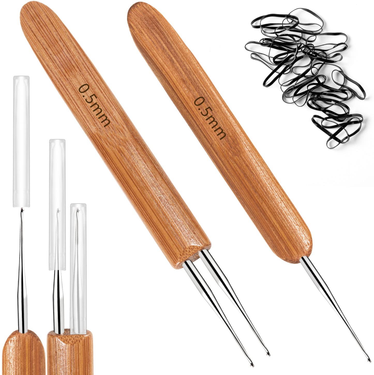 Dreadlocks Crochet Hooks, Crochet Hooks for Dreadlocks, Dread Locks Crochet Loc Needle for Braid Craft 0.5mm (1 Hook and 2 Hooks)