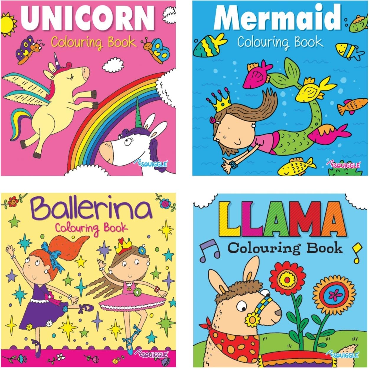 Anilas Girls Unicorn, Mermaid, Ballerina & Llama Colouring Books (Perfect for Girls Ages 3-8)
