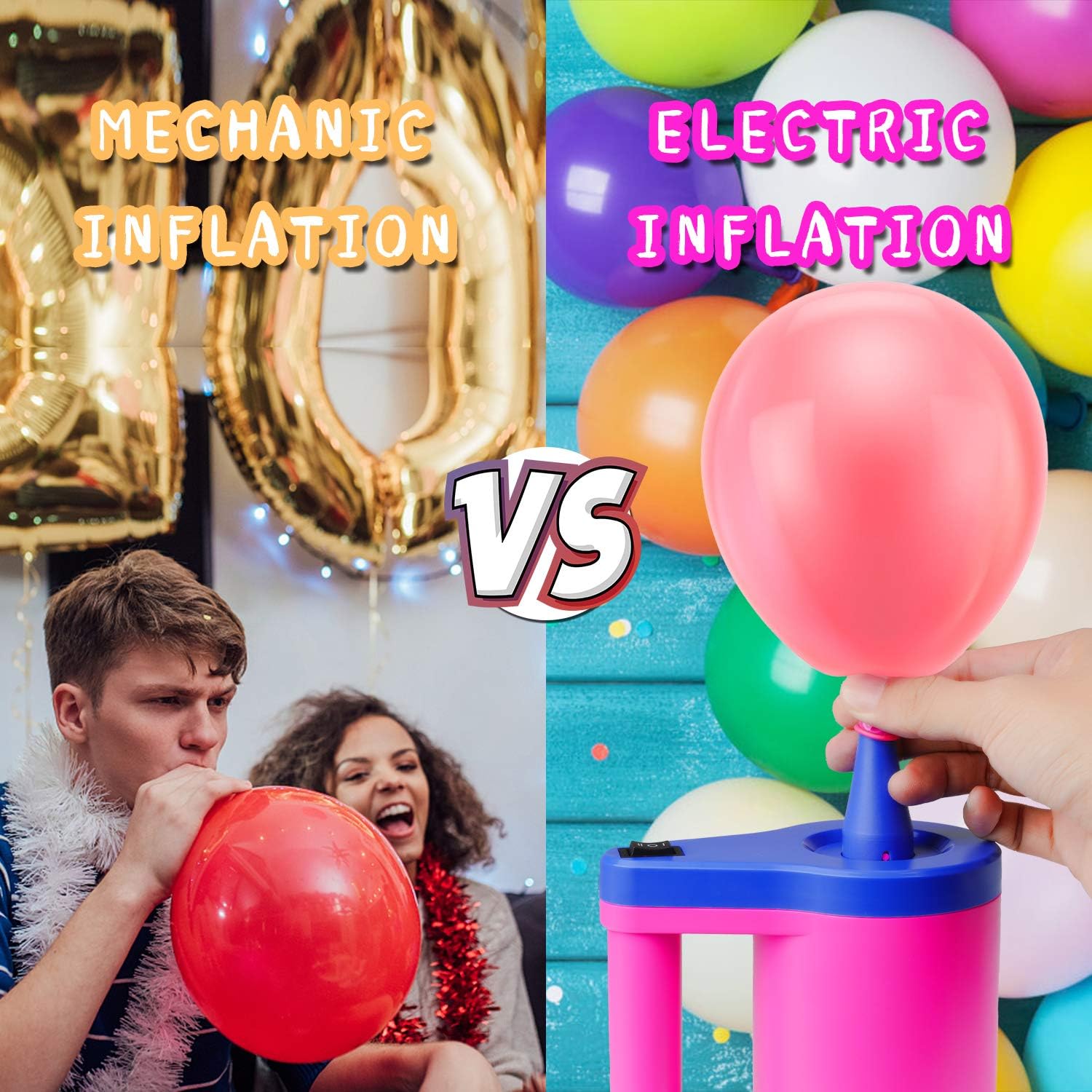 Pumteck 2 in 1 Electric Balloon Pump and Air pump for Inflatables,Air Mattress Pump,Quick-Fill Electric Inflator with 5 Nozzle for Inflating/Deflating Air Mattress/Raft/Bed/Boat/Pool Toy/Yoga Ball: Toys & Games