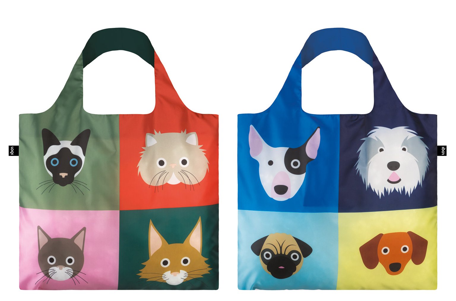LOQI SC-PK "Stephen Cheetham Cats/Dogs" Reusable Shopping Bag (Pack of 2)