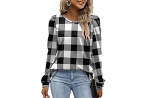 WEESO Puff Sleeve Tops for Women Fashion Crewneck Sweatshirts