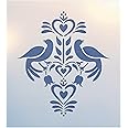 Folk Art Birds 2 Stencil Template - 8" x 9" Reusable Mylar Stencil for DIY Crafts, Coloial Home Décor, Painting Wood Fabric Walls & More Ideal for Rustic Boho & Farmhouse Designs The Artful Stencil