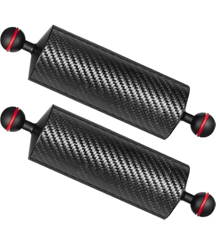 Seafrogs D60mm 10 ''Float Arm Carbon Fiber Dual 1 ''Bal Drijfvermogen Drijvende Arm Verlichtingssysteem Connector Onderwater Fotografie Accessoire voor Duiken Lade Video Licht/Strobe (GA-7