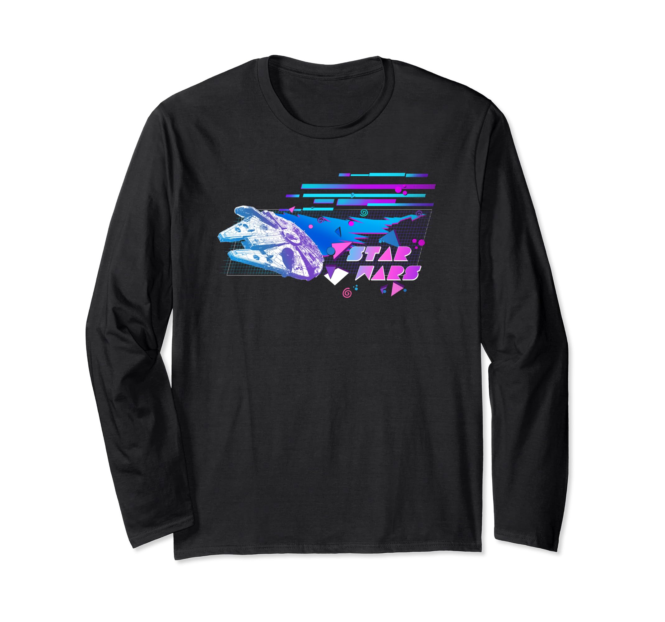 Star Wars Millennium Falcon 90's Digital Retro Long Sleeve T-Shirt