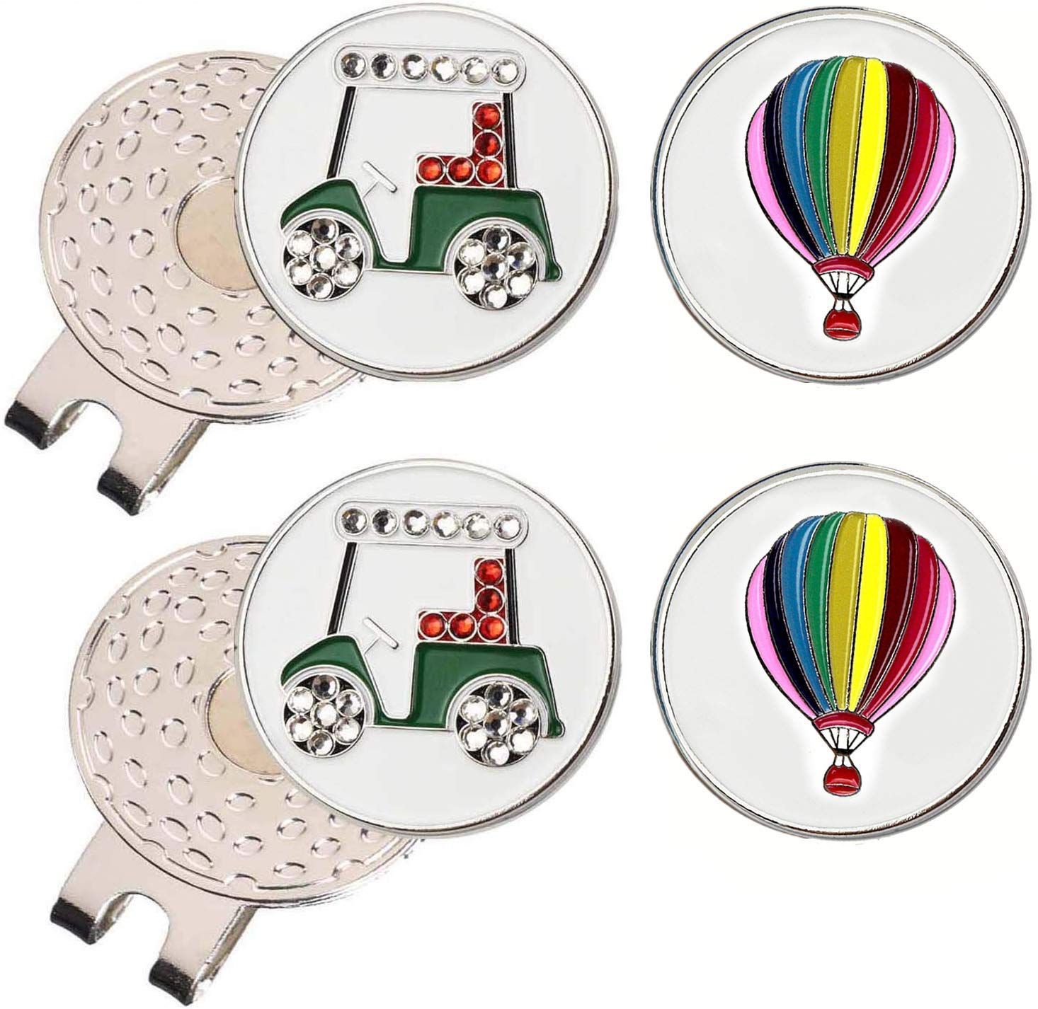 FINGER TEN Golf Hat Clip with Ball Marker Magnetic ReversibleValue Gift Set, Alignment Clips Attaches Easily to Hat Caps Belt Fashion Pattern Training Aids Accessories for Men Women Kids (White)