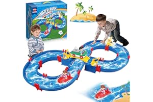 TANSAR Outdoor Water Table for Toddlers 1-3 3-5, Water Kids Toys for Kids Ages 4-8, Water Park Playset Table Beach Toy, Summer Play Activities for Backyard, Garden, Lawn, Pool with 2 Boats（50PCS）