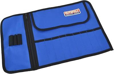 Faithfull 9 Pocket Tool Bit Roll Drill Bit Organizer Zip Compartment