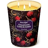 HomeLights Scented Candles | Large Jar 34 Oz Natural Soy Candle | 130 hrs Long-Lasting with 3 Wicks | Eclectic Mixed Styles Home Decor | Gifts for Mom & Women, Champagne Cassis & Honey