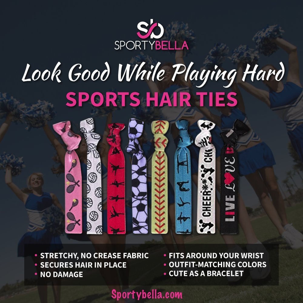 Blue Volleyball Hair Ties No Crease Hair Elastics Set For Girls