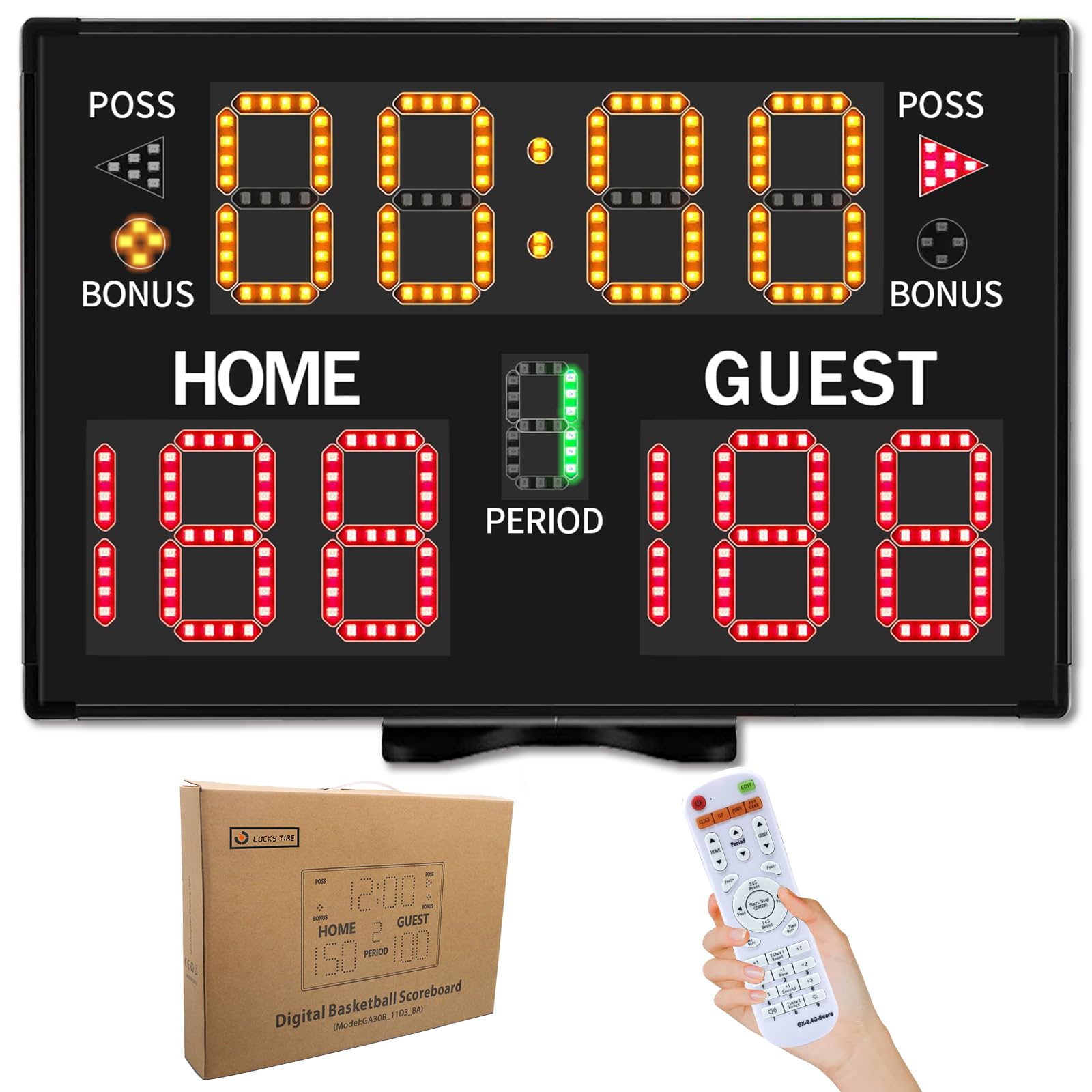 Photo 1 of (missing remote) LUCKY TIME Electronic Basketball Scoreboard with Buzzer, Digital Scoreboard with Remote,Portable Score Keeper Battery Powered Score Board for Sports Games(11digits)