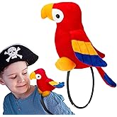Funtery Halloween Stuffed Pirate Parrot on Shoulder Halloween Pirate Party Costume Plush Parrot Toys Accessory(Red)