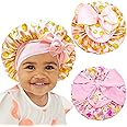 2pcs Pack Pink Baby Bonnet Kids Bonnet Infant Satin Silk Hair Bonnets For Girls Boys Toddler