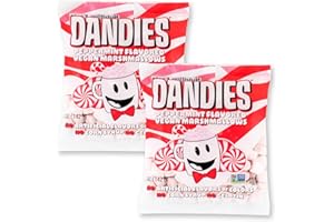 Dandies Peppermint Vegan Marshmallows, No Artificial Flavorings, Food Dyes, Corn Syrup, or Gelatin, Perfect for Hot Cocoa, Desserts, or Snacking (2 Pack, 5 oz each)