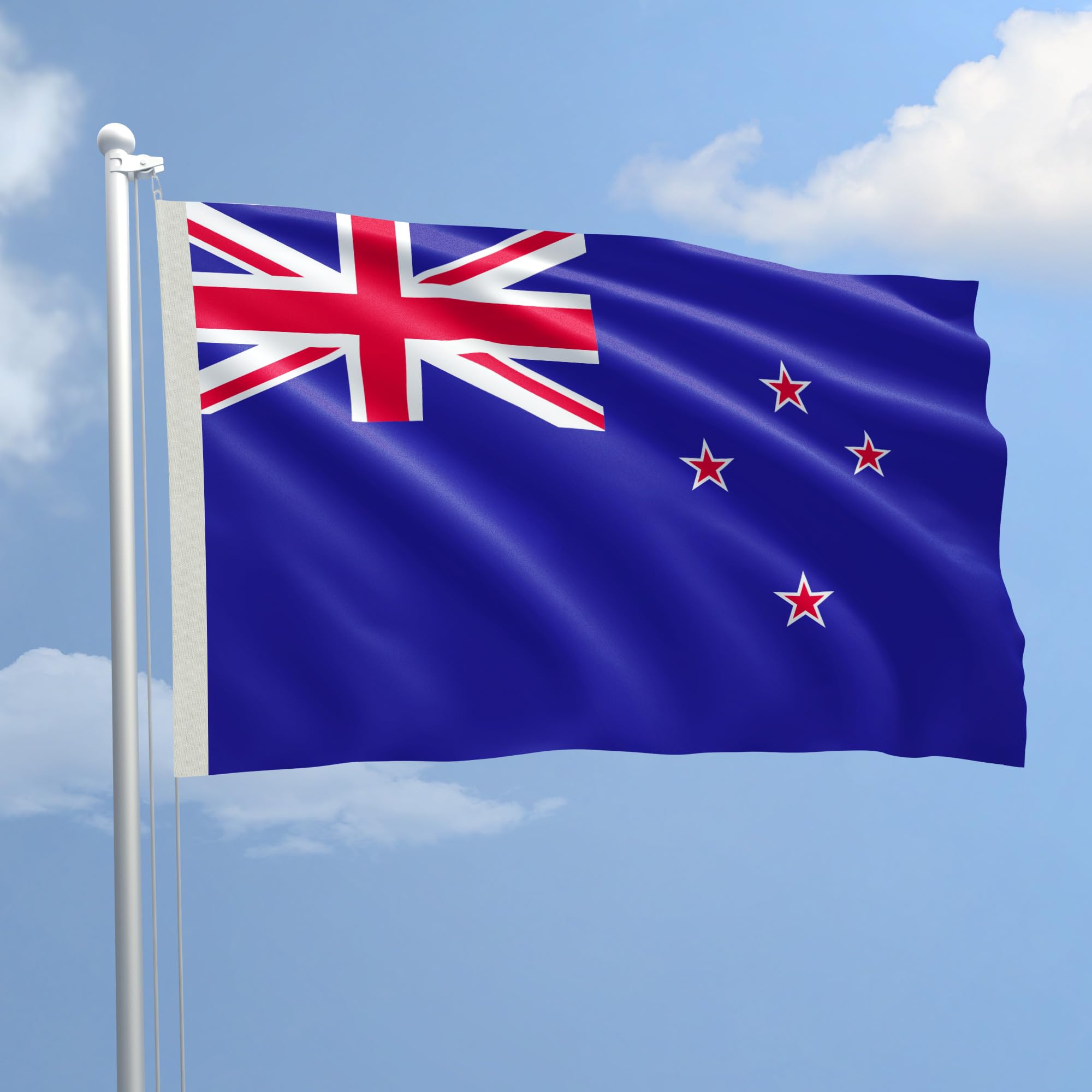 Flag NEW ZEALAND 150 x 220 cm nautical polyester 115 g/m² with double perimeter fold, rope and sheath. FLAME RETARDANT B1 treatment suitable both IN/OUT DOOR - MADE IN ITALY