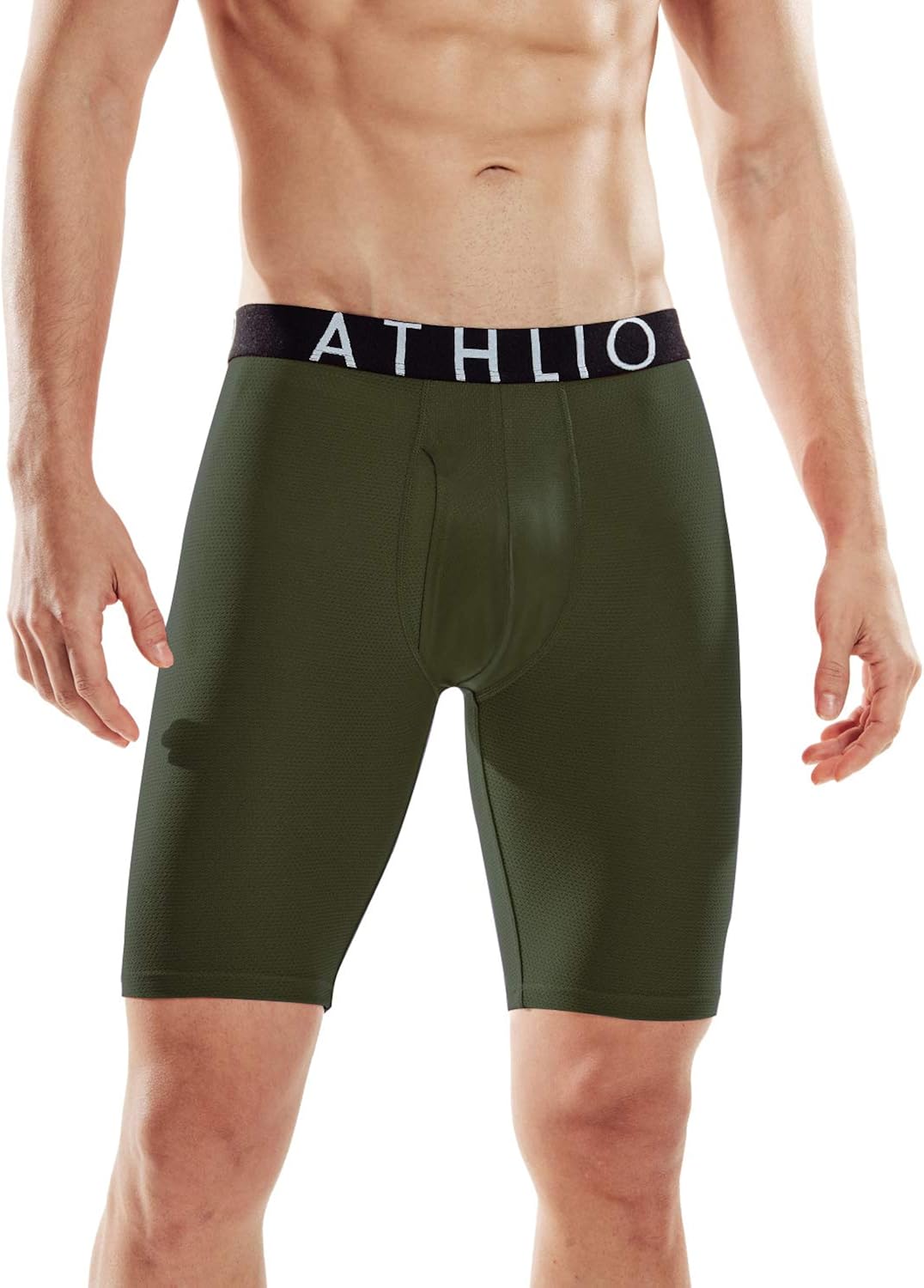 ATHLIO Men's (Pack of 3) Relaxed Stretch Open-Fly Cool Dry Brief Mesh Underwear Trunk: Clothing