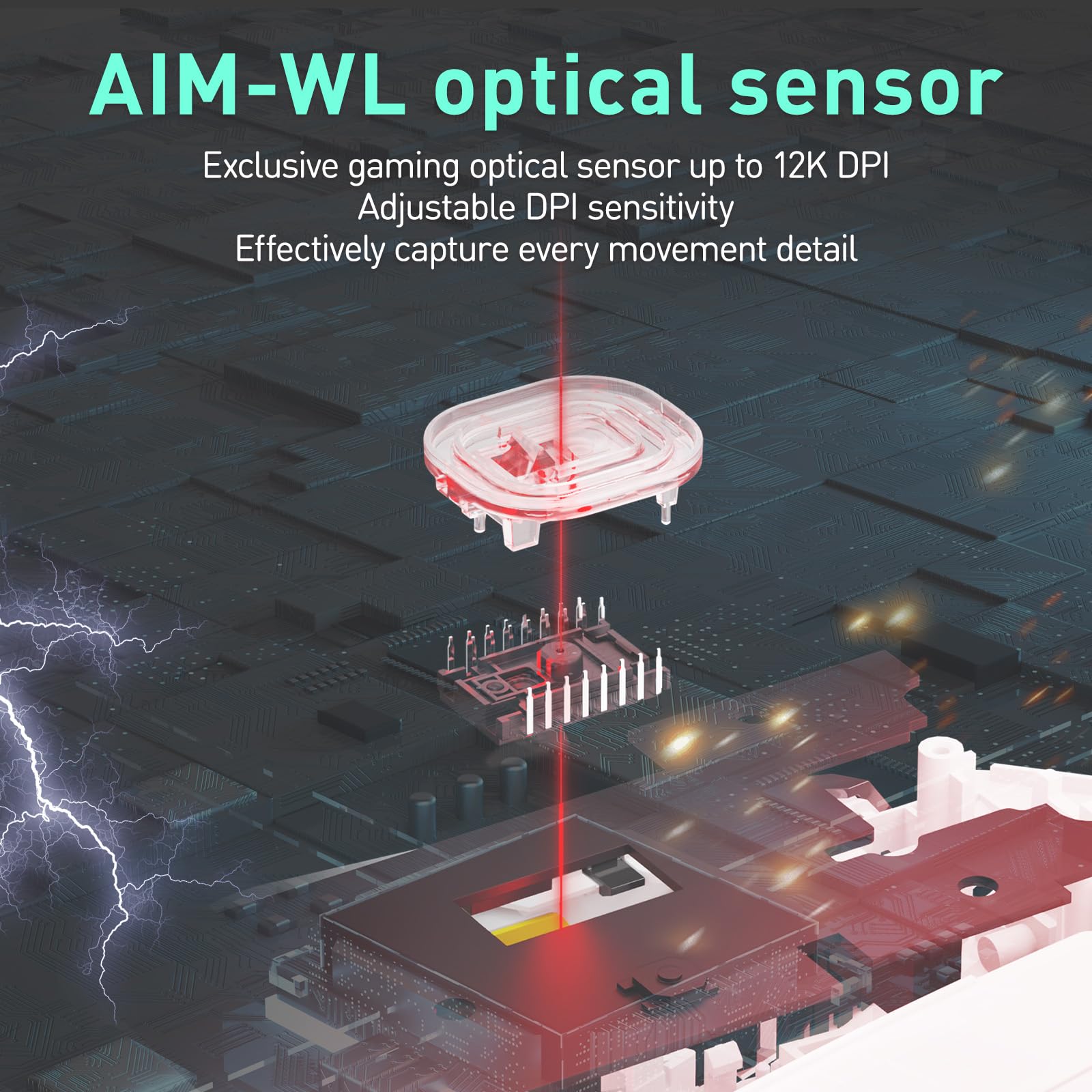 DAREU EM901X Wireless Gaming Mouse with Charging Dock Rechargeable RGB,12K DPI,7 Programmable Buttons High-Precision Sensor [300IPS] [1000Hz] for PC Notebook Mac