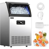 EUHOMY Commercial Ice Maker, Under Counter, 120 lbs/24h, 33 lbs Bin, Water Filter