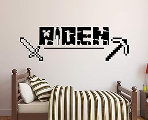 Personalized Video Gamer Name Wall Decal - Gaming Wall Decal - Bedroom Kids Wall Decor Custom Boy Art Mural Vinyl Sticker (30