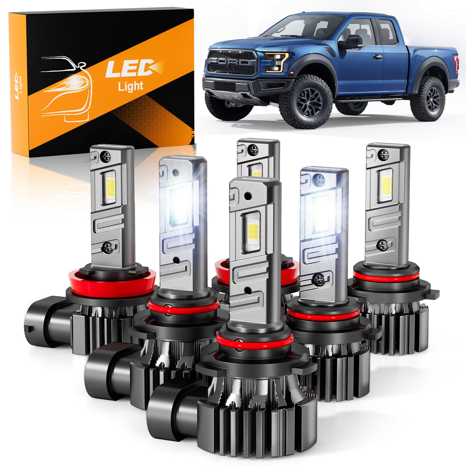 Photo 1 of unionlux Fit for 2015-2023 Ford F150 High Low Beam Fog Lights Bulbs Combo, Upgraded +1000% 72000LM Super Brighter 6500K White F150 Accessories, Plug&Play 1:1 Halogen Mini Size, Pack of 6