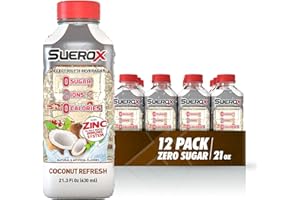 SueroX Sugar Free Sports Drink for Hydration and Recovery, Electrolyte Hydration Drink with 8 Ions, Zero Calorie Sports Drinks, Coconut Refresh, 21.3 Fl Oz, 12 Count