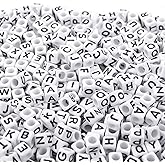Augshy 500PCS White Letter Beads for Bracelets Making, Alphabet Beads for Bracelets Making (6 mm)