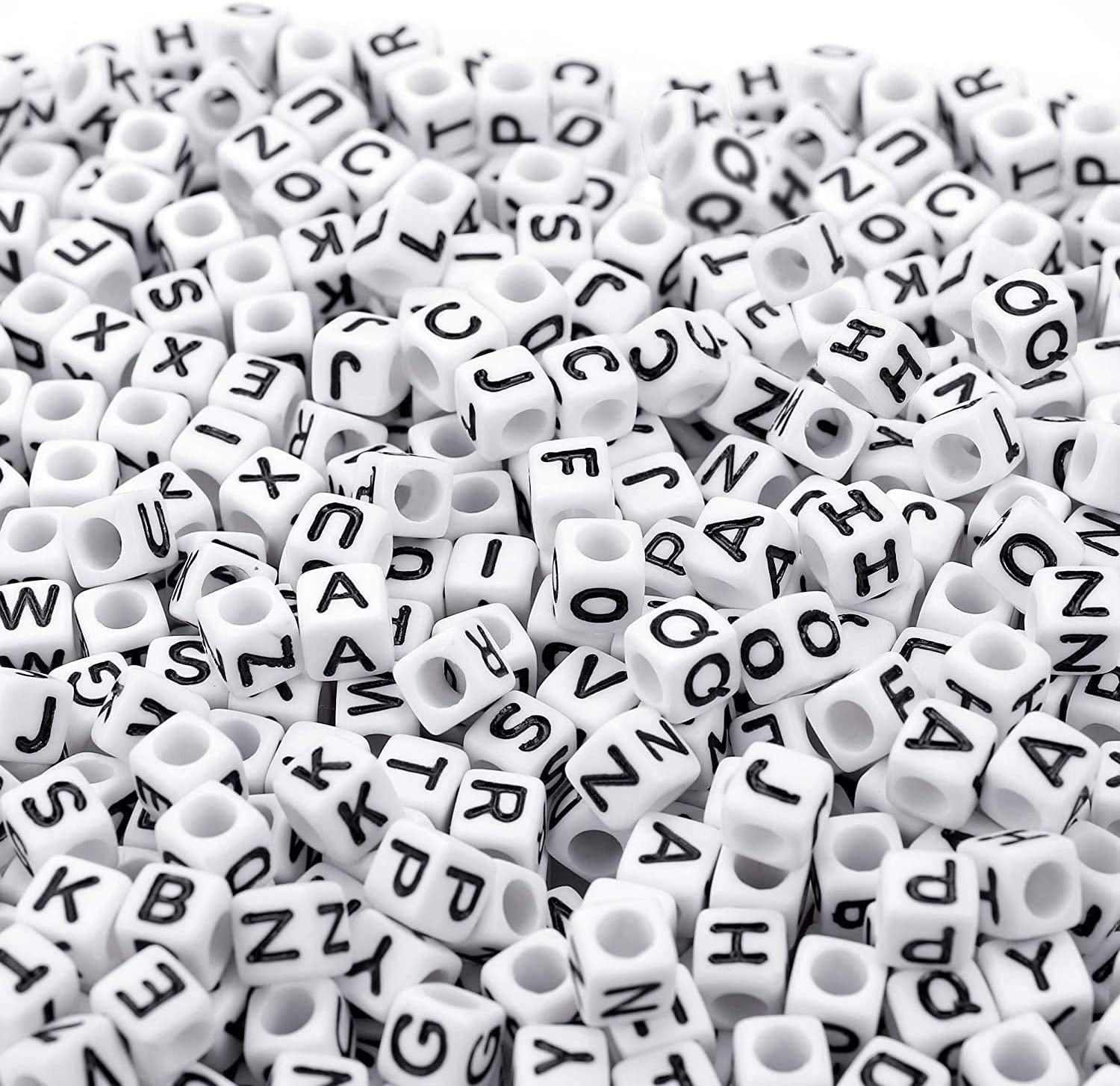 Augshy Letter Beads, 500pcs 6mm White Acrylic Alphabet Beads for Jewelry Making, DIY Necklace Bracelet