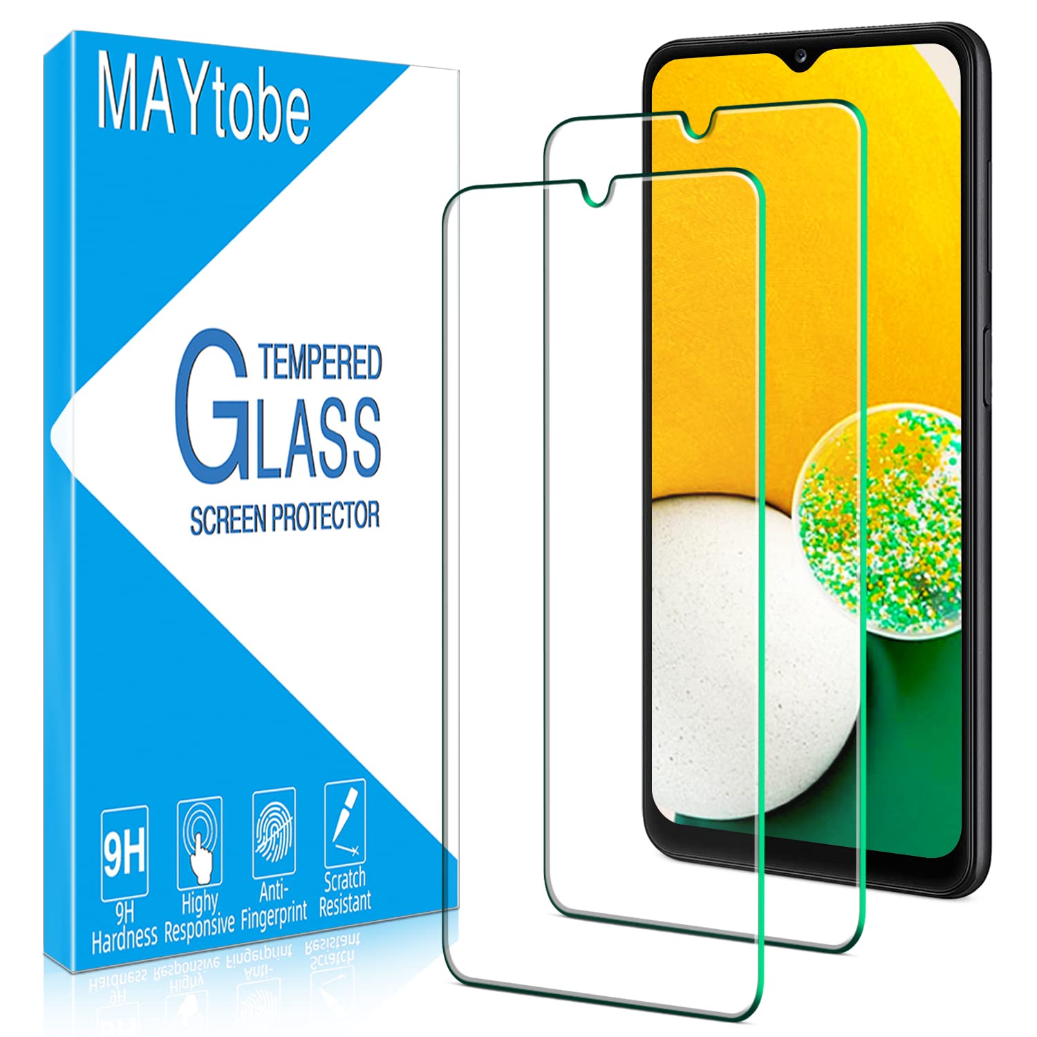 MAYtobe [2-Pack Screen Protector For Samsung Galaxy A12 Tempered Glass, Easy to Install, Anti Scratch, Bubble Free