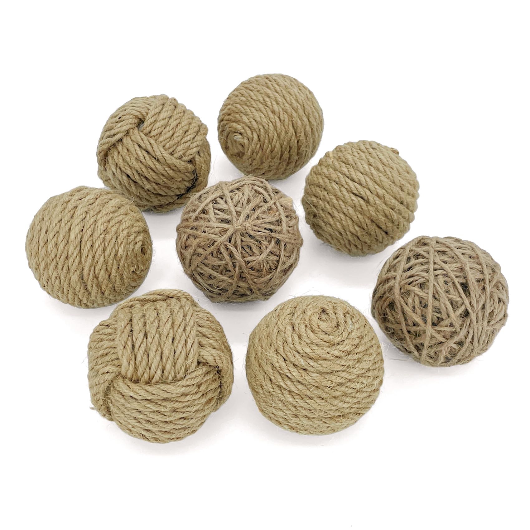 Lorigun Decorative Balls for Centerpiece Bowls, Orbs Decorative Dough Bowl Fillers for Home Decor, Jute Rope Spheres Decorative Farmehouse, Vase Filler Balls 8 Pcs