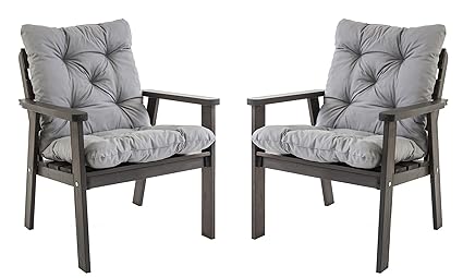 Ambientehome Gartensessel Loungesessel Sessel Gartenstuhl Massivholz inkl. Kissen HANKO, Taupegrau, 2-teiliges Set