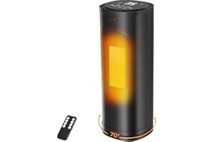 Portable Electric Space Heater, Space Heaters for Indoor Use with Thermostat, Remote, 70° Oscillation, 1-12h Timer, 1500W PTC