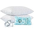 Dreamood Cooling Pillows Queen Size Pillows Set of 2 with Extra Stuffing 100% Shredded Memory Foam Pillows with Washable Cover Bed Pillows for Side Back Stomach Sleeper Hypoallergenic