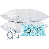 Dreamood Cooling Pillows Queen Size Set of 2 with Extra Stuffing Adjustable 100% Shredded Memory Foam Pillows Firmer & Soft w