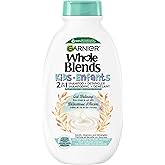 Garnier Whole Blends Kids 2-in-1 Hypoallergenic Shampoo & Hair Detangler with Rice Cream and Organic Oat Gently Cleanses and