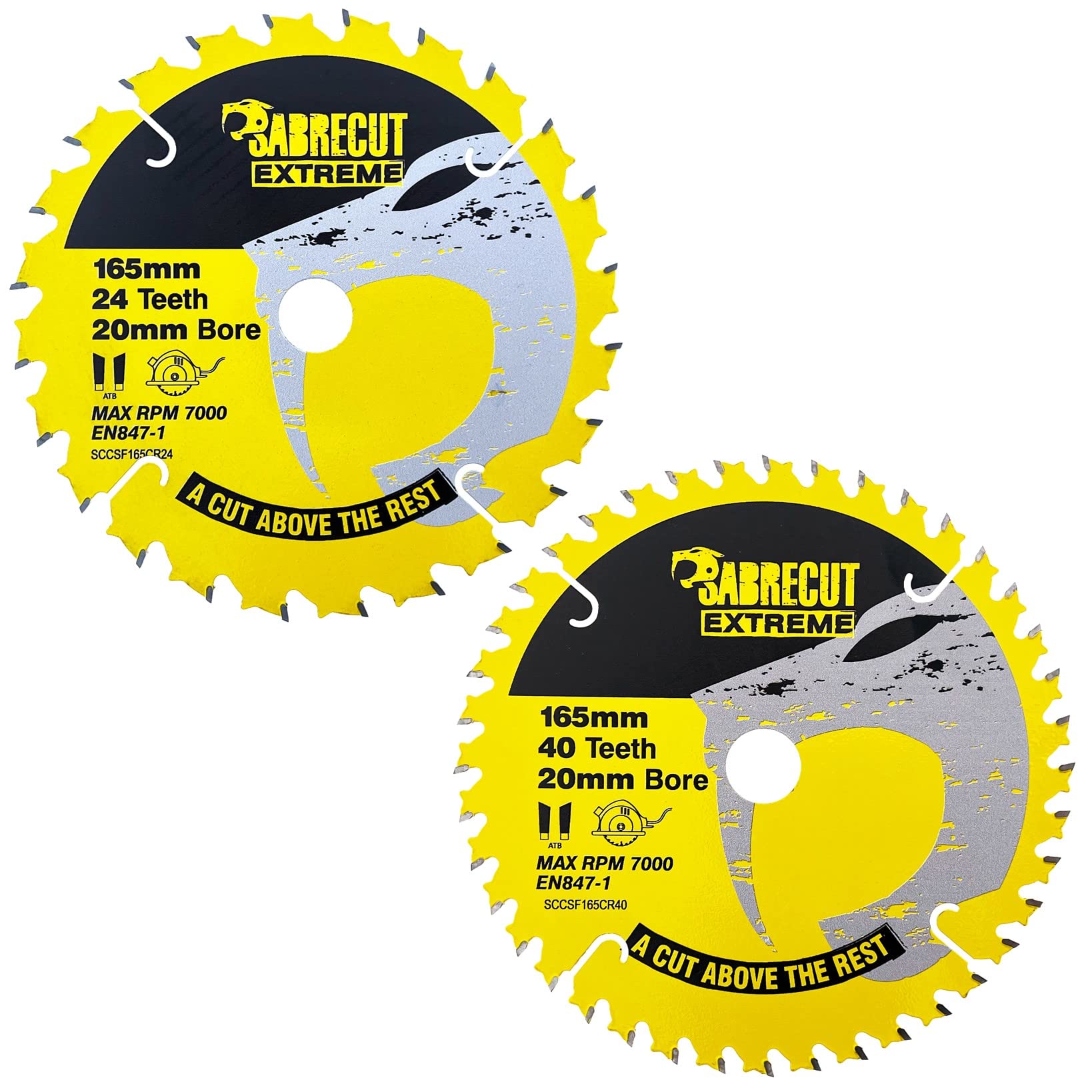 2 x SCCSFK165CR SabreCut 165mm 24T and 40T x 20mm Bore Circular Saw Blade