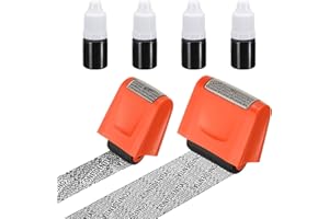 PATIKIL Identity Theft Protection Roller Stamp, 2Pcs 0.7/1.7" Confidential Roller Stamp Privacy ID Police Stamp Roller for Se