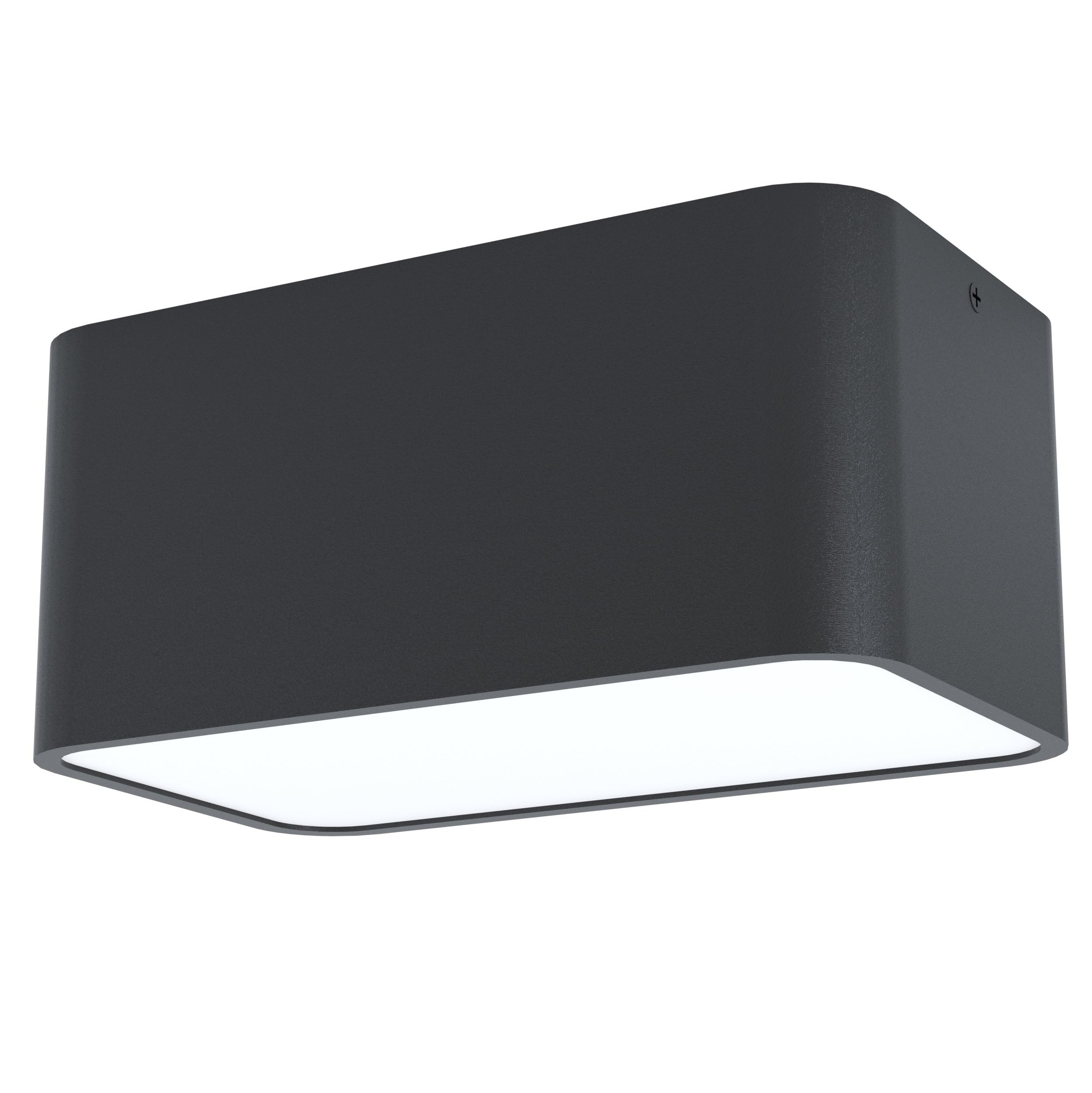 EGLO Grimasola Ceiling Light, 2-Bulb Surface-Mounted Light Made of Aluminium, Steel and Plastic, Ceiling Light in Black, White, Surface Mounted Lamp with E27 Socket, L 24 cm