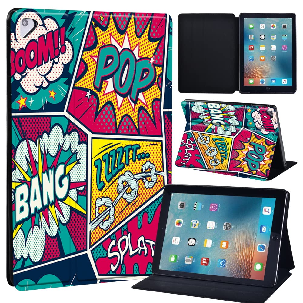 Initial Letter Leather slim lightweight Stand Cover Case for Apple New iPad 9.7 2018 2017(6th Gen, 5th Gen)/iPad Air 2/iPad Air/iPad Pro 9.7 Tablet with Auto Wake/Sleep (graffiti022)