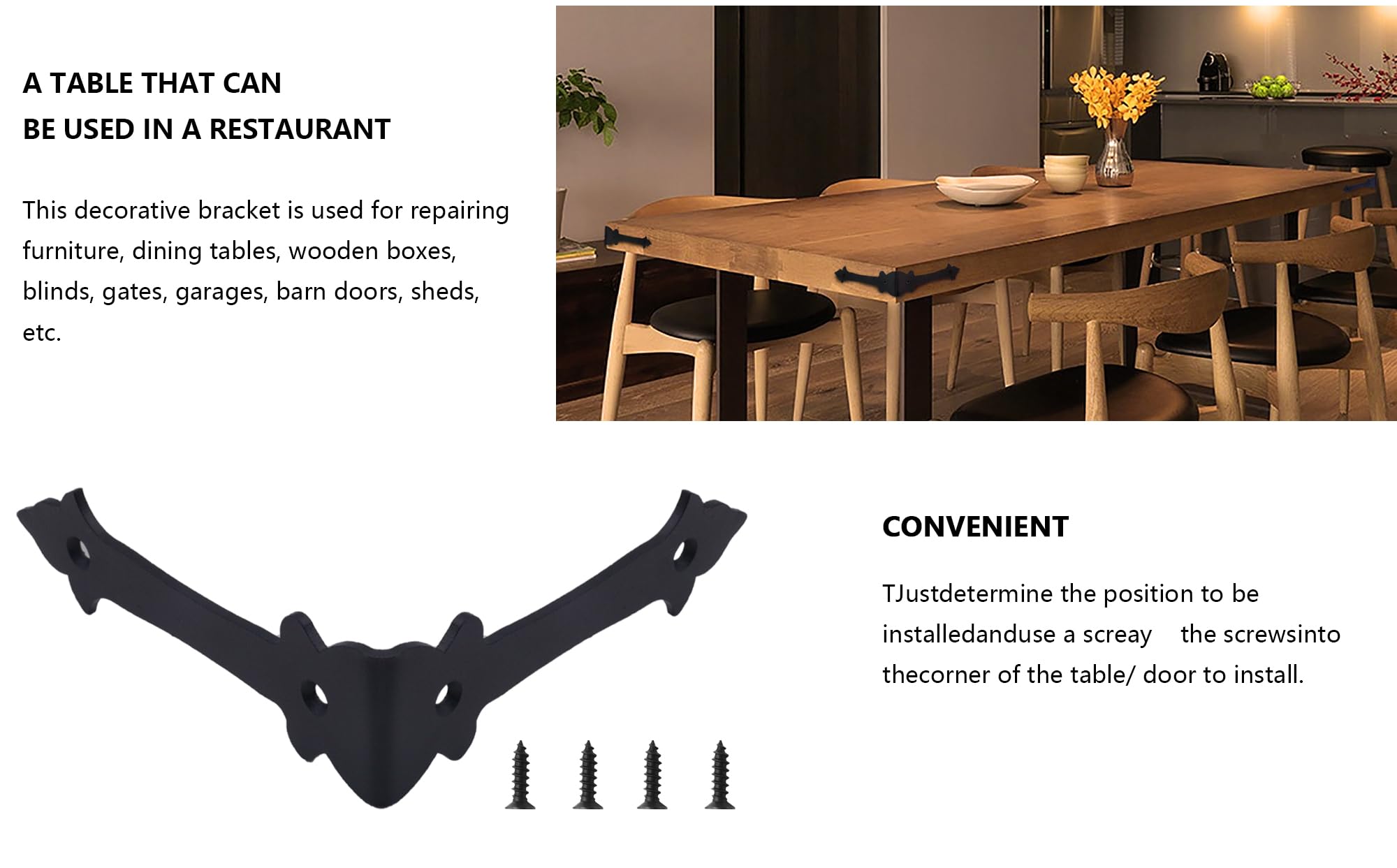 4 Inch Corner Protector Furniture Edge Corner Guards Corner Bracket Metal Embellishments with Wood Decorative Metal Rustic Hardware for Home Edge Corner Hardware Accessories (Black 4 Pack)